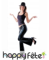 Pantalon noir disco satiné brillant pour femme