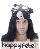 Perruque noire de pirate bandana noir, image 1