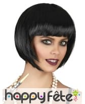 Perruque noire lisse carré court à frange droite, image 1