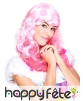 Perruque ondulée rose glamour