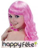 Perruque ondulée rose mi-longue, image 1