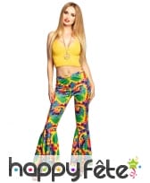 Pantalon pattes d'eph motif hippie coloré, femme