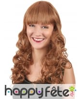 Perruque rousse bouclée avec frange, luxe, image 3