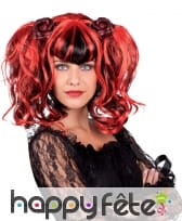 Perruque rouge et noire d'écolière gothique, image 1