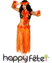 Pagne raphia long orange