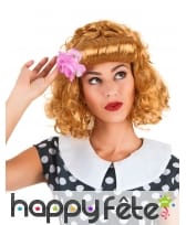 Perruque rétro rousse bouclée frange rouleau