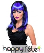 Perruque sorciere lisse noir/violet, image 1