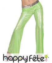 Pantalon vert holographique disco pour femme