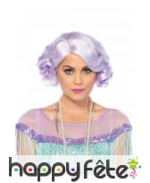 Perruque violet ondulée style Charleston, luxe