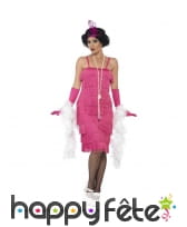 Robe années 20 à franges rose, flappers