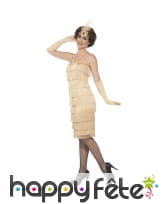 Robe à franges dorées mi-longues, années 20, image 1