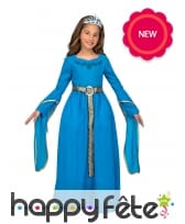 Robe bleue de princesse médiévale pour enfant