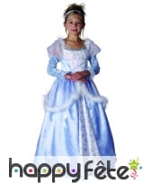 Robe bleue de princesse pour enfant avec froufrous