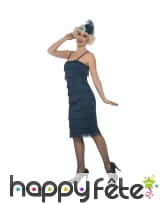 Robe bleue flappers mi-longue à franges, image 1