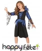 Robe bleue noir manches araignées pour fillette, image 1