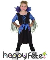 Robe bleue noir manches araignées pour fillette, image 3