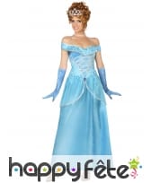 Robe bleue unie de princesse effet velours
