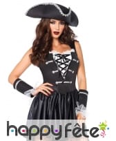 Robe courte corset noire de femme pirate, image 1