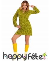 Robe camaïeu de verts courte style années 70