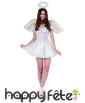 Robe courte d'ange blanche adulte, image 3