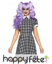 Robe courte d'écolière noir et blanc pour adulte