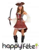 Robe courte de pirate sexy asymétrique pour femme