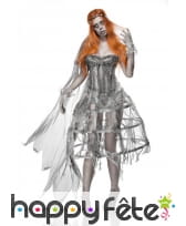 Robe corset grise de mariée zombie avec cerceau
