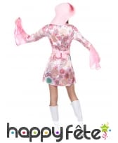 Robe courte hippie à motifs rose avec chapeau, image 2