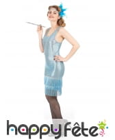 Robe charleston mi-longue bleue ciel avec sequins, image 1