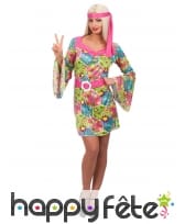 Robe chic manches évasées hippie flowers femme