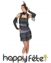 Robe charleston noire et grise avec franges