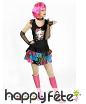 Robe courte noire et colorée de femme Punk