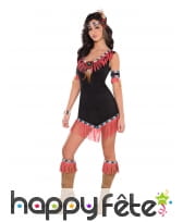 Robe courte noire moulante d'indienne sexy, femme