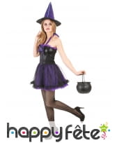 Robe courte violette de sorcière avec tulle, image 1