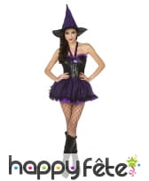 Robe courte violette de sorcière avec tulle, image 3