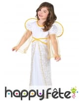 Robe d'ange blanche et dorée pour fillette