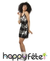Robe disco à sequins argentés et noirs