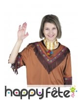 Ras de cou indien avec plumes et perles colorées