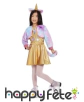 Robe de chat licorne doré et multicolore, fille, image 1