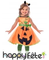 Robe de citrouille souriante pour petite fille