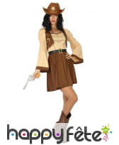 Robe de cowgirl marron beige pour femme