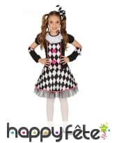 Robe damier d'Arlequin noir et blanc pour fille