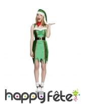 Robe d'elfe sexy avec bonnet vert
