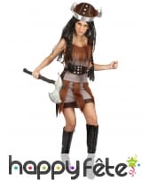 Robe de femme viking avec fourrure marron