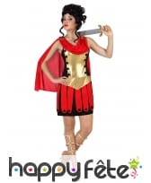 Robe de gladiatrice dorée rouge avec cape