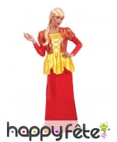 Robe d'impératrice rouge dorée effet velours