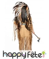 Robe d'indienne marron à franges avec coiffe, luxe, image 1