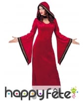 Robe de la mystérieuse dame rouge médiévale