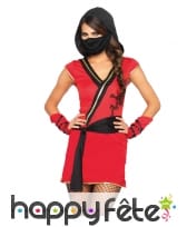 Robe de ninja rouge avec voile noir pour femme