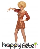 Robe disco orange paillettée pour femme, image 1